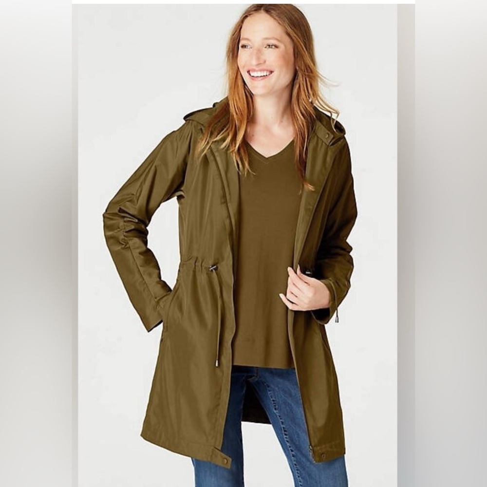 J. Jill Women’s XS Purple hooded Rain Coat - water resistant Anorak